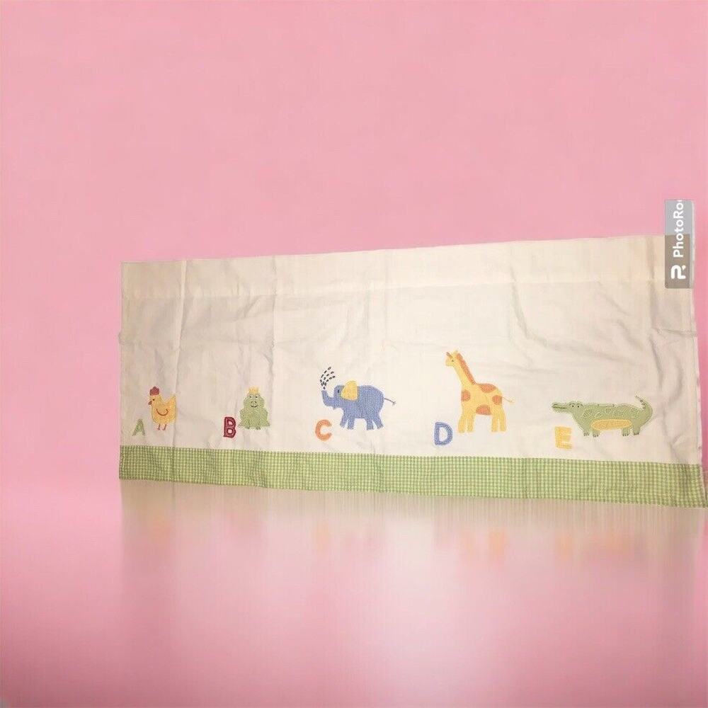 POTTERY BARN‎ KIDS Valance Nursery Window Curtain Animals ABC Applique 43.5"x18"